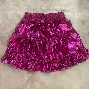 NWT Jodifl Pink Metallic Ruffled Mini Skirt